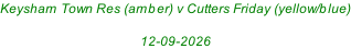 Keysham Town Res (amber) v Cutters Friday (yellow/blue)  12-09-2026